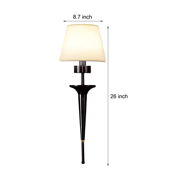 25 98 In H Gold Black Copper 1 Light American Wall Sconce With Fabric Shade