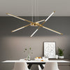 Modern Stepless Dimming Long Strip Sputnik Led Chandelier Gold Black Gold