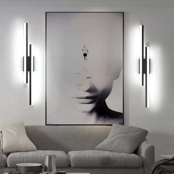 Modern 2 Light Linear Led Wall Lamp With 3 Step Dimming Black Gold Wall Sconce