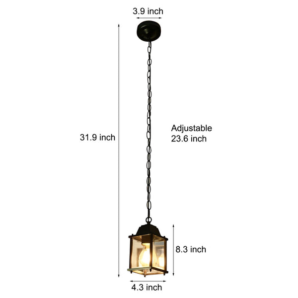 Square Black Modern Outdoor Pendant Light Ha092599
