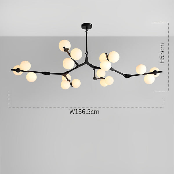 Nordic Style Modern Minimalist Cluster Metal Glass Chandelier Black Gold Fixture