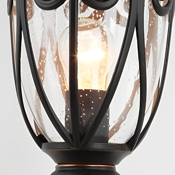 Round Bubble Black Outdoor Pillar Lamp Ha081933