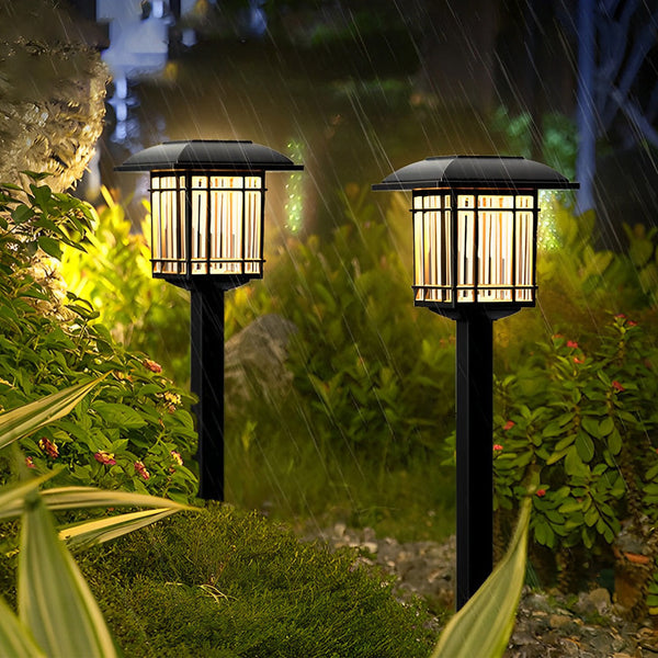 2Pcs Vintage Black Solar Lawn Lights Ha083002