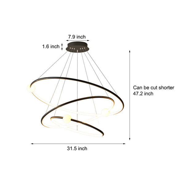 White Black Circular Pendant Lamp Dimmable Led Rings Chandelier