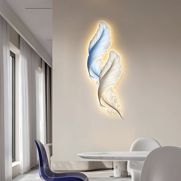 Feathers Creative Luxury Decorative Painting Usb Remote Led Wall Lights