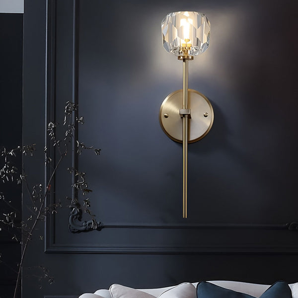 Ball Shaped Led Crystal Gold Postmodern Wall Lamp