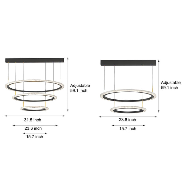 Simple Ring Three Step Dimming Circles Modern Chandelier Hanging Lights