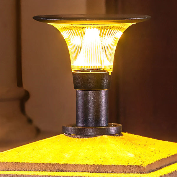 Round Black Solar Fence Post Light Ha082917