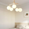 5 Light Glass Ball Spiral Metallic Semi Flush Mount Ceiling Light
