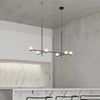 Modern Linear Glass Ball Pendant Light With 3 4 6 Light Black Gold