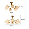 Modern Brass Carved Glass Semi Flush Mount Ceiling Light 6 8 Light