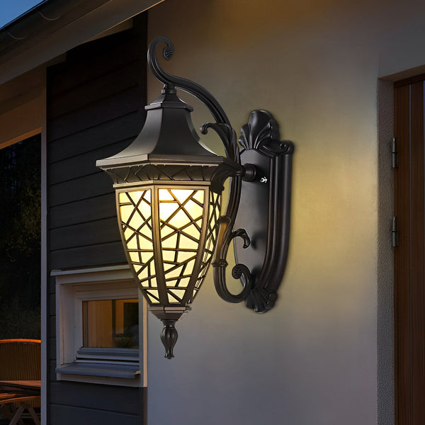 Retro Pattern Solar Powered Wall Lamp Ha080219