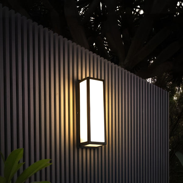 Rectangle Led Waterproof Motion Sensor Black Modern Wall Sconce