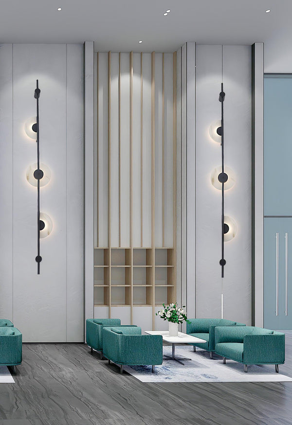 Alabaster Orb Vertical Wall Sconce