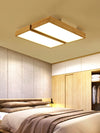 Modern Wood LED Ceiling Light, Round Acrylic Flush Mount for Bedroom and Living Room