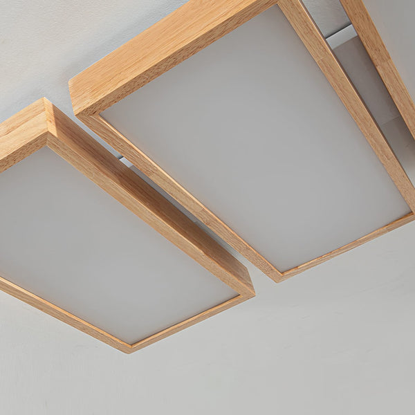 Modern Wood LED Ceiling Light, Round Acrylic Flush Mount for Bedroom and Living Room