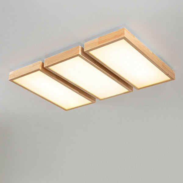 Modern Wood LED Ceiling Light, Round Acrylic Flush Mount for Bedroom and Living Room