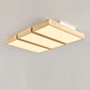 Modern Wood LED Ceiling Light, Round Acrylic Flush Mount for Bedroom and Living Room