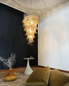 Beautiful Murano Transparent Amber Spiral Chandelier