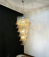 Beautiful Murano Transparent Amber Spiral Chandelier