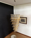 Beautiful Murano Transparent Amber Spiral Chandelier