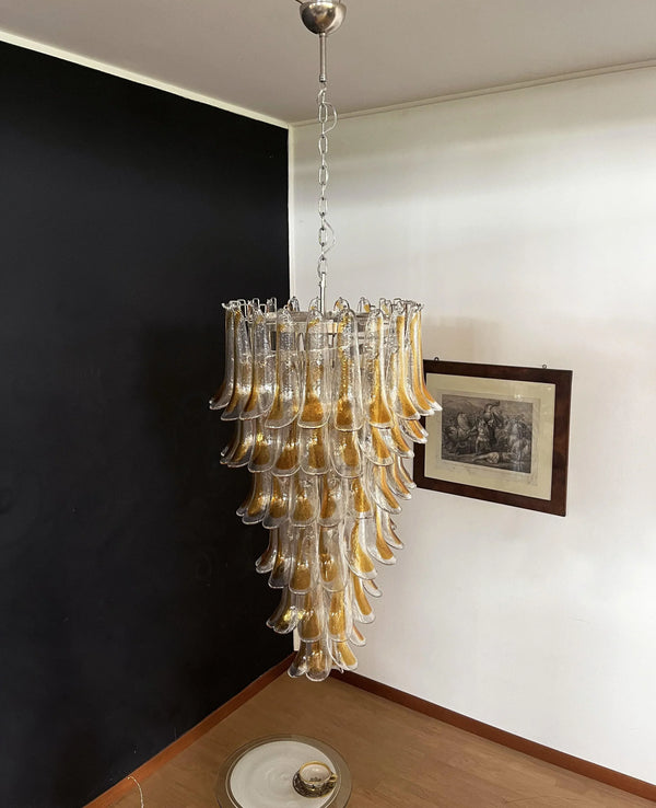 Beautiful Murano Transparent Amber Spiral Chandelier