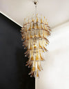 Beautiful Murano Transparent Amber Spiral Chandelier