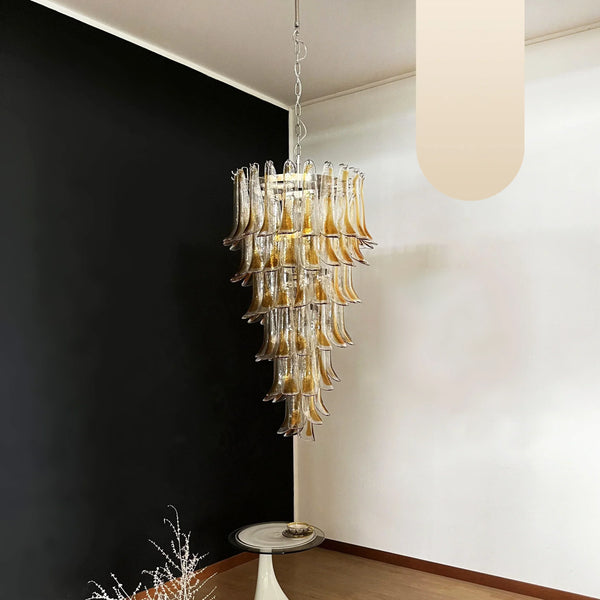 Beautiful Murano Transparent Amber Spiral Chandelier