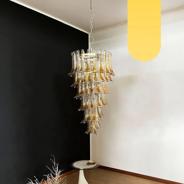 Beautiful Murano Transparent Amber Spiral Chandelier