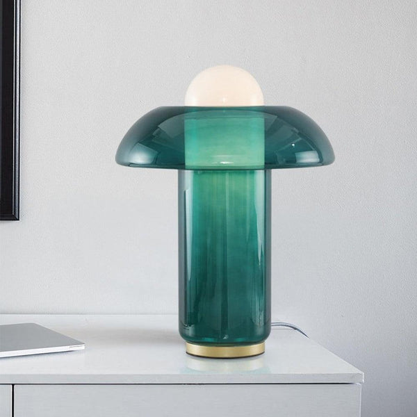 Blue Glass Mushroom Table Lamp