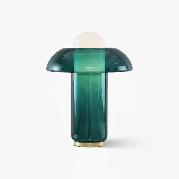 Blue Glass Mushroom Table Lamp