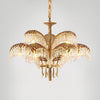 Brass Palm Leaf Crystal Chandelier