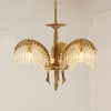 Brass Palm Leaf Crystal Chandelier