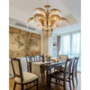 Brass Palm Leaf Crystal Chandelier