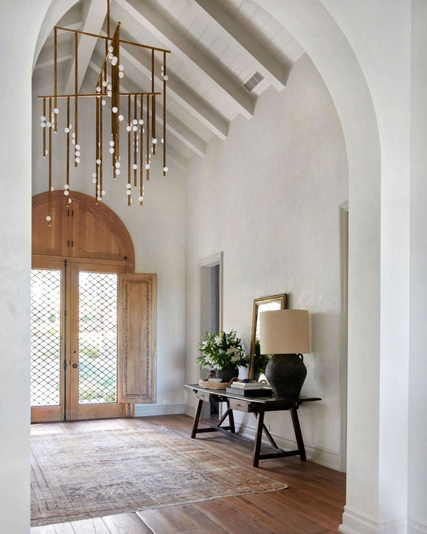 Brass Glass Drop Candelabrum Chandelier