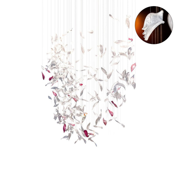 Crystal Glass Feather Crown Hanging Chandelier