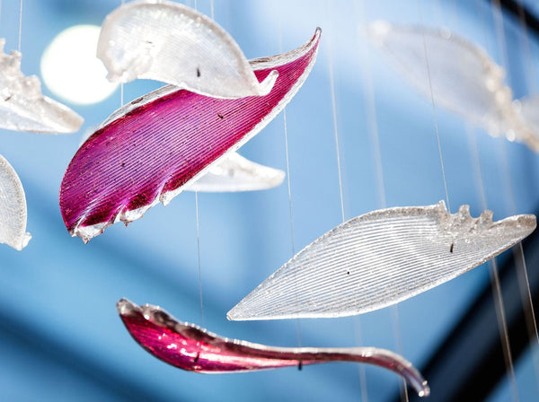Crystal Glass Feather Crown Hanging Chandelier