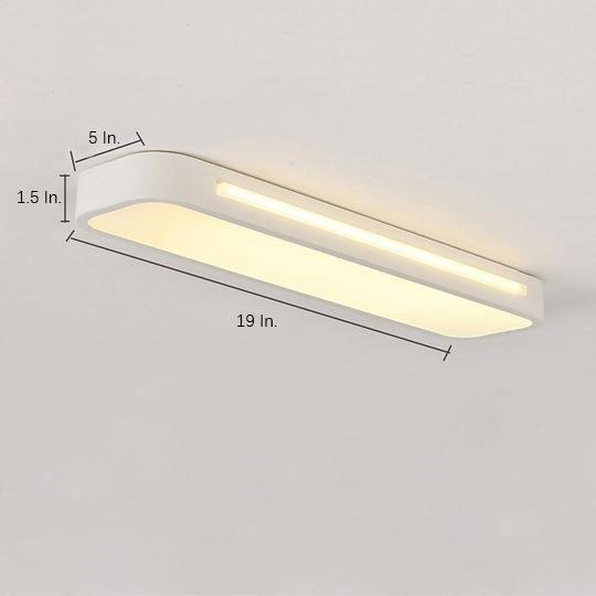 19 In W 1 Light Long Oval Led Flush Mount Minimalist Rectangular Ceiling Light