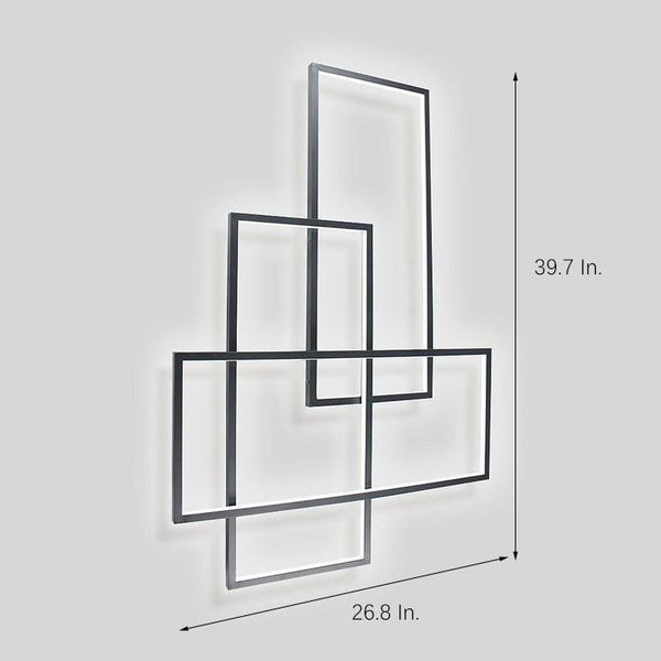 Overlapping Rectangles Aluminum Geometric Style Flush Mount Lighting Led Ceiling Light