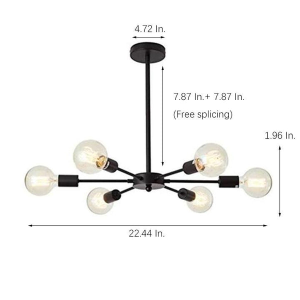 Mid Century Sputnik Semi Flush Mount Bedroom 193Sq Ft 269Sq Ft Illumination Area Ceiling Light