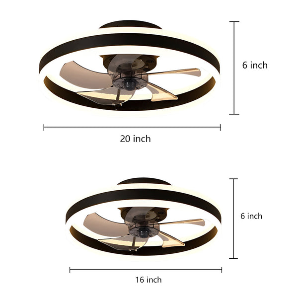 16 Circular Dimmable Modern Ceiling Fan Light Flush Mount Led Chandelier With Fan