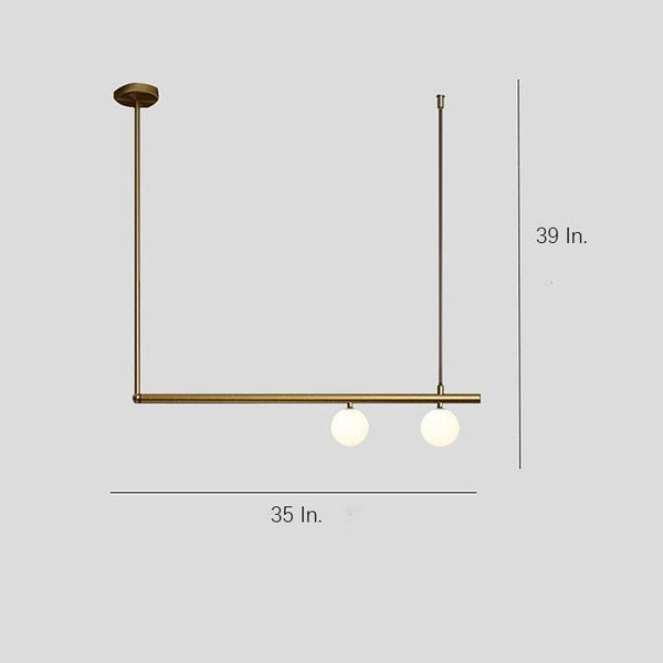 Minimalist Modern Linear Globe Pendant Lighting Copper Glass Kitchen Dining Room Light