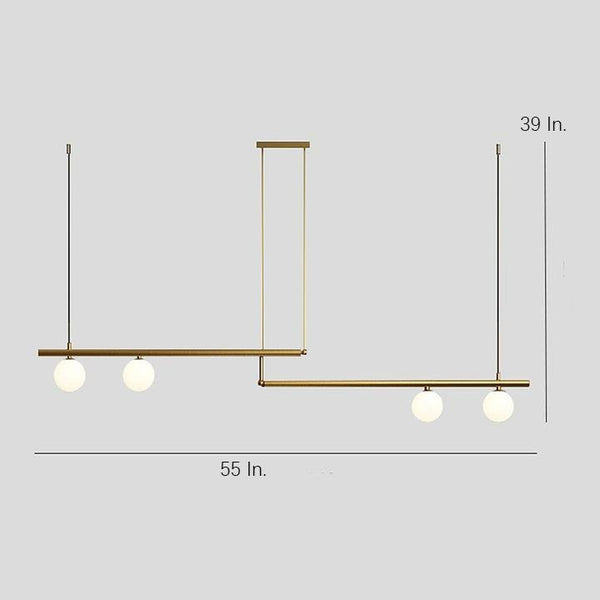 Minimalist Modern Linear Globe Pendant Lighting Copper Glass Kitchen Dining Room Light