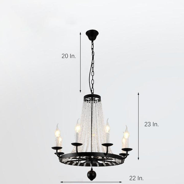 Empire Wagon Wheel Chandelier 8 10 12 Candle Lights 20 Adjustable Chain Crystal Accents