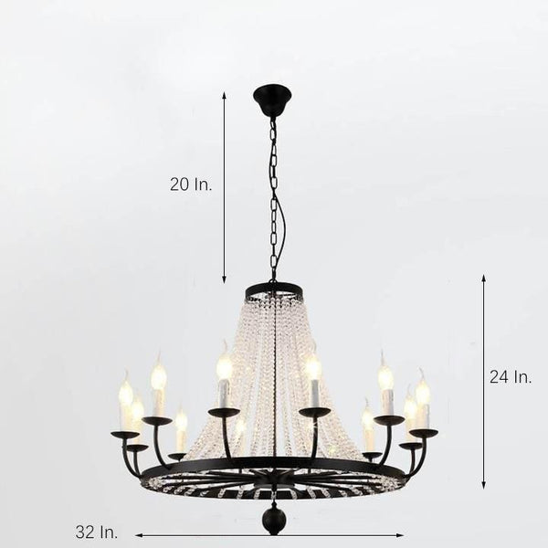 Empire Wagon Wheel Chandelier 8 10 12 Candle Lights 20 Adjustable Chain Crystal Accents
