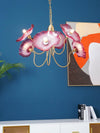 Lotus Leaf Glass Chandelier, Gold Metal 3 or 6 Head Pendant Light for Dining Room and Living Room