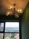 Lotus Leaf Glass Chandelier, Gold Metal 3 or 6 Head Pendant Light for Dining Room and Living Room