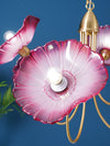 Lotus Leaf Glass Chandelier, Gold Metal 3 or 6 Head Pendant Light for Dining Room and Living Room