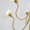 Lotus Leaf Glass Chandelier, Gold Metal 3 or 6 Head Pendant Light for Dining Room and Living Room