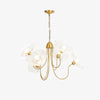 Lotus Leaf Glass Chandelier, Gold Metal 3 or 6 Head Pendant Light for Dining Room and Living Room